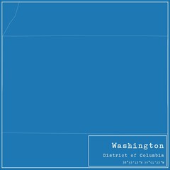 Blueprint US city map of Washington, District of Columbia.