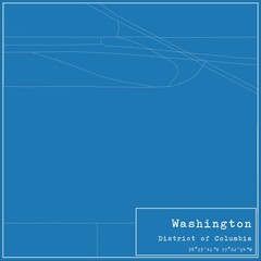 Blueprint US city map of Washington, District of Columbia.