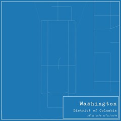 Blueprint US city map of Washington, District of Columbia.