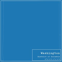 Blueprint US city map of Washington, District of Columbia.
