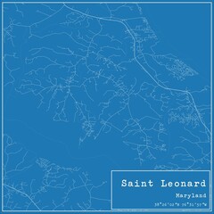 Blueprint US city map of Saint Leonard, Maryland.