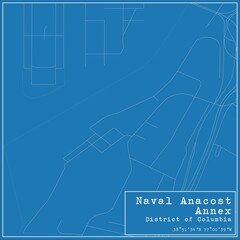 Blueprint US city map of Naval Anacost Annex, District of Columbia.