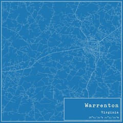 Blueprint US city map of Warrenton, Virginia.