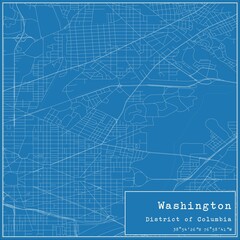 Blueprint US city map of Washington, District of Columbia.