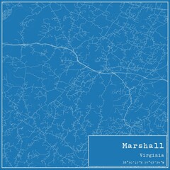 Blueprint US city map of Marshall, Virginia.