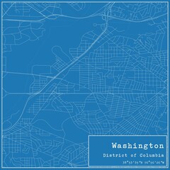 Blueprint US city map of Washington, District of Columbia.
