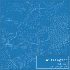 Blueprint US city map of Wilmington, Delaware.