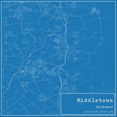Blueprint US city map of Middletown, Delaware.