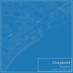 Blueprint US city map of Claymont, Delaware.