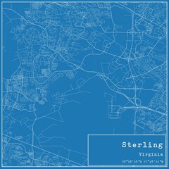 Blueprint US city map of Sterling, Virginia.