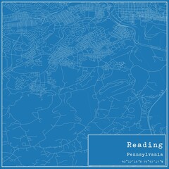 Blueprint US city map of Reading, Pennsylvania.