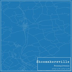 Blueprint US city map of Shoemakersville, Pennsylvania.