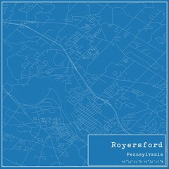 Blueprint US city map of Royersford, Pennsylvania.