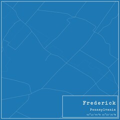 Fototapeta premium Blueprint US city map of Frederick, Pennsylvania.