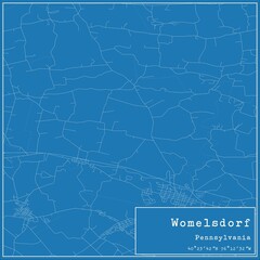 Blueprint US city map of Womelsdorf, Pennsylvania.