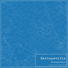 Blueprint US city map of Harleysville, Pennsylvania.