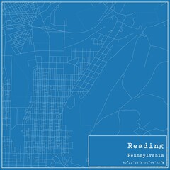 Blueprint US city map of Reading, Pennsylvania.