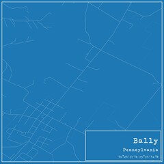 Fototapeta premium Blueprint US city map of Bally, Pennsylvania.