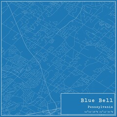 Blueprint US city map of Blue Bell, Pennsylvania.