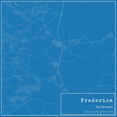 Blueprint US city map of Frederica, Delaware.