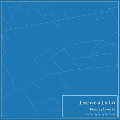 Blueprint US city map of Immaculata, Pennsylvania.