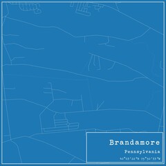 Blueprint US city map of Brandamore, Pennsylvania.
