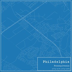 Fototapeta premium Blueprint US city map of Philadelphia, Pennsylvania.