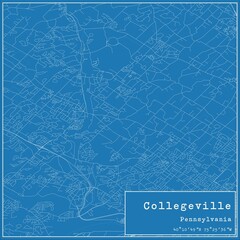 Blueprint US city map of Collegeville, Pennsylvania.