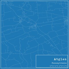 Blueprint US city map of Atglen, Pennsylvania.