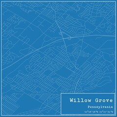 Blueprint US city map of Willow Grove, Pennsylvania.