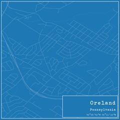 Blueprint US city map of Oreland, Pennsylvania.