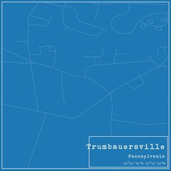 Blueprint US city map of Trumbauersville, Pennsylvania.