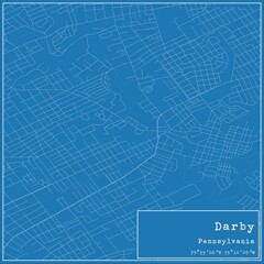 Blueprint US city map of Darby, Pennsylvania.