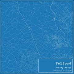Naklejka premium Blueprint US city map of Telford, Pennsylvania.