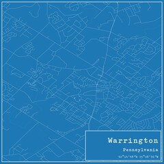 Blueprint US city map of Warrington, Pennsylvania.