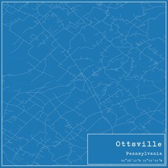 Blueprint US city map of Ottsville, Pennsylvania.