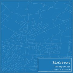 Blueprint US city map of Richboro, Pennsylvania.