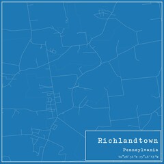 Blueprint US city map of Richlandtown, Pennsylvania.