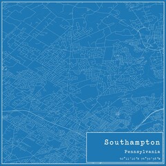 Blueprint US city map of Southampton, Pennsylvania.