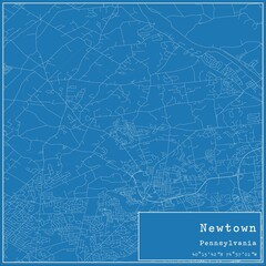 Blueprint US city map of Newtown, Pennsylvania.