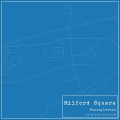 Blueprint US city map of Milford Square, Pennsylvania.