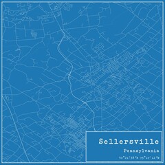 Blueprint US city map of Sellersville, Pennsylvania.