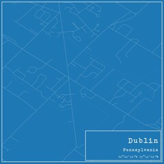 Blueprint US city map of Dublin, Pennsylvania.