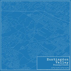 Blueprint US city map of Huntingdon Valley, Pennsylvania.