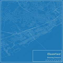 Fototapeta premium Blueprint US city map of Chester, Pennsylvania.