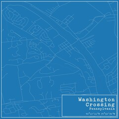 Blueprint US city map of Washington Crossing, Pennsylvania.