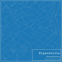 Blueprint US city map of Pipersville, Pennsylvania.