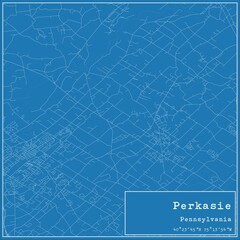 Blueprint US city map of Perkasie, Pennsylvania.