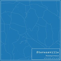 Blueprint US city map of Stevensville, Pennsylvania.