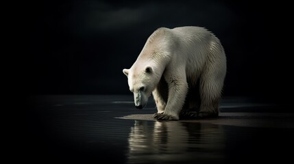 Polar bear in water, Global warming, Climate Change, Generative AI
